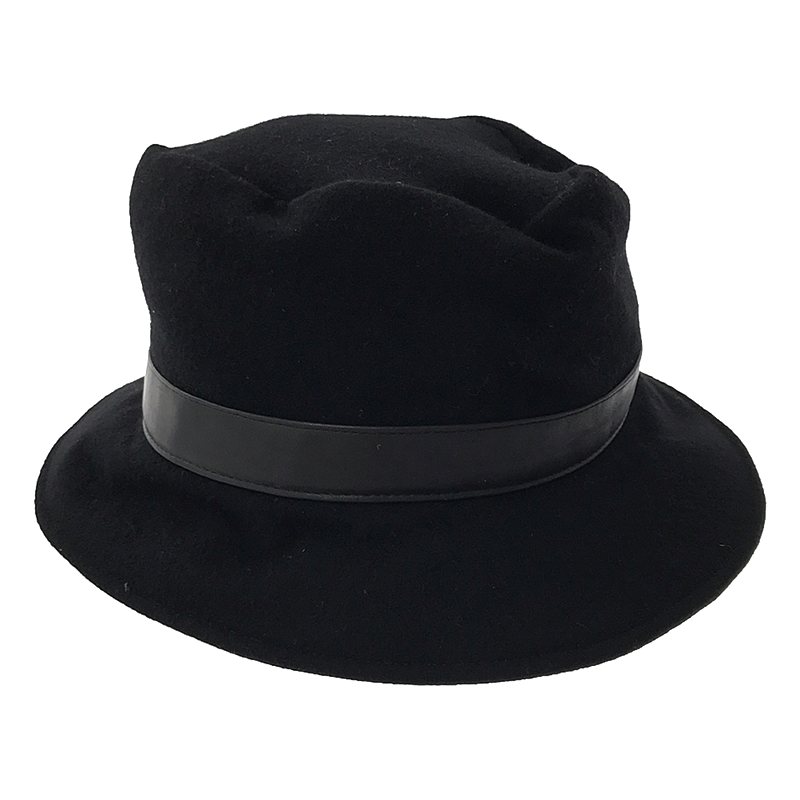 YOHJI YAMAMOTO +NOIR / ヨウジヤマモトプリュスノアール 異素材 切替 カウレザー ウールハット