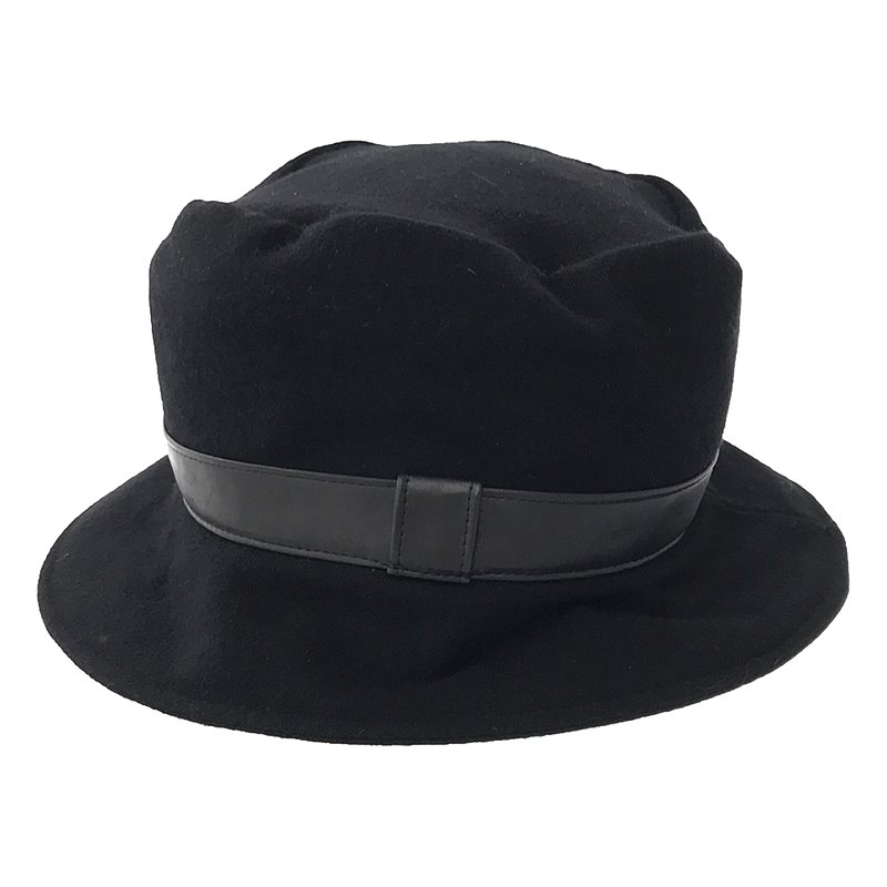 YOHJI YAMAMOTO +NOIR / ヨウジヤマモトプリュスノアール 異素材 切替 カウレザー ウールハット