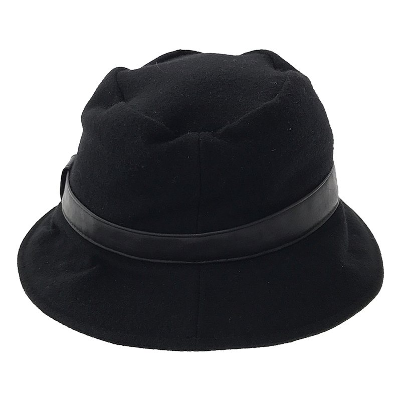 YOHJI YAMAMOTO +NOIR / ヨウジヤマモトプリュスノアール 異素材 切替 カウレザー ウールハット