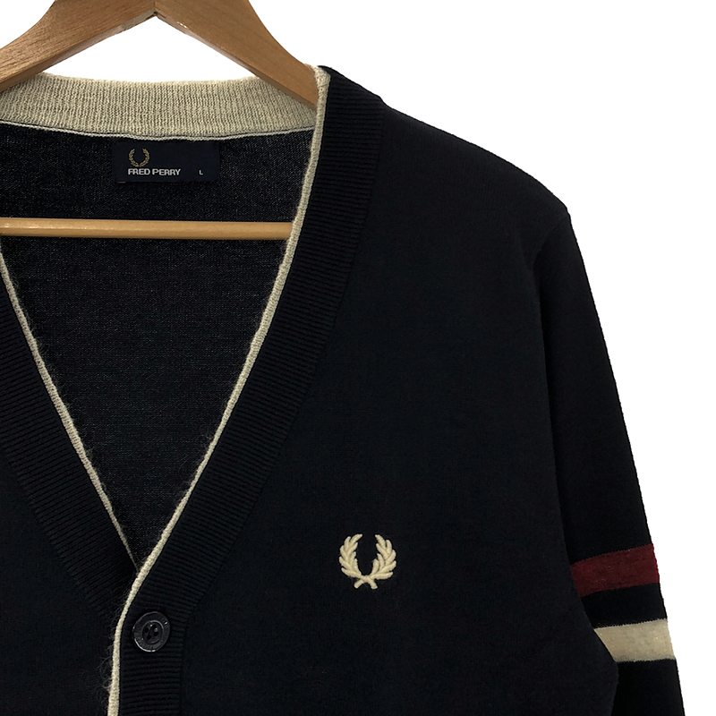 FRED PERRY / フレッドペリー 月桂樹 ロゴ刺しゅう Vネック スクールカーディガン