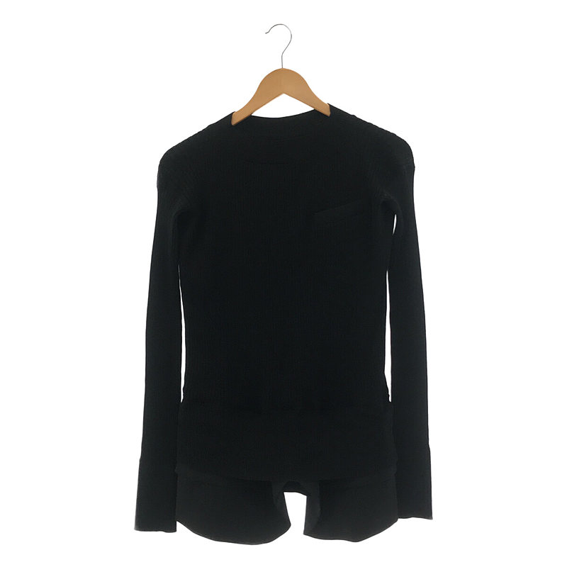 Black Knit Suiting Pullover Sweater ジャケットドッキングニット