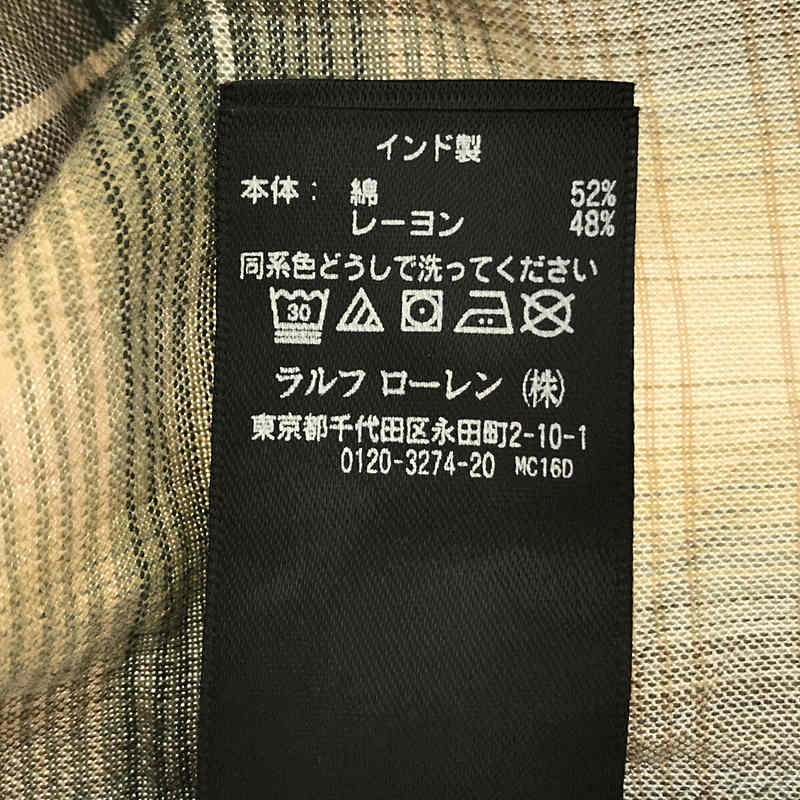 RRL / ダブルアールエル コットン オンブレチェック オープンカラーワークシャツ 代理店表記有　開襟