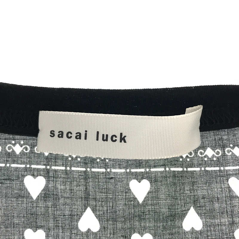 sacai luck / サカイラック 肩ジップ ハートプリントブラウス シャツ