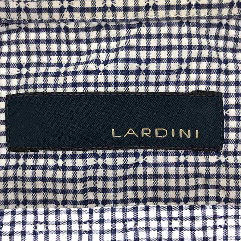 LARDINI / ラルディーニ 刺繍ギンガムチェック カッタウェイシャツ