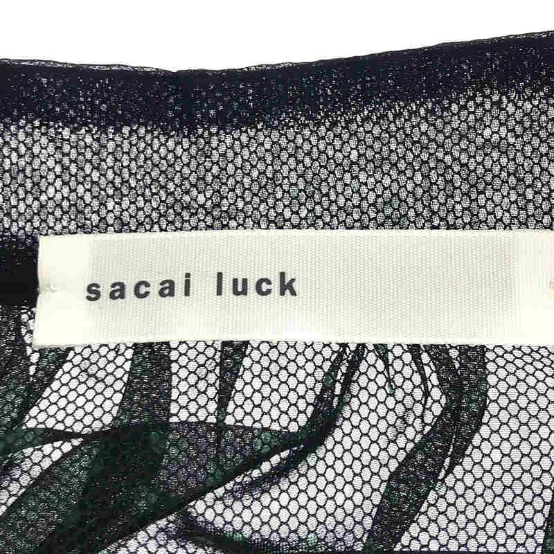 sacai luck / サカイラック バックハートシフォン切替 ニットカーディガン