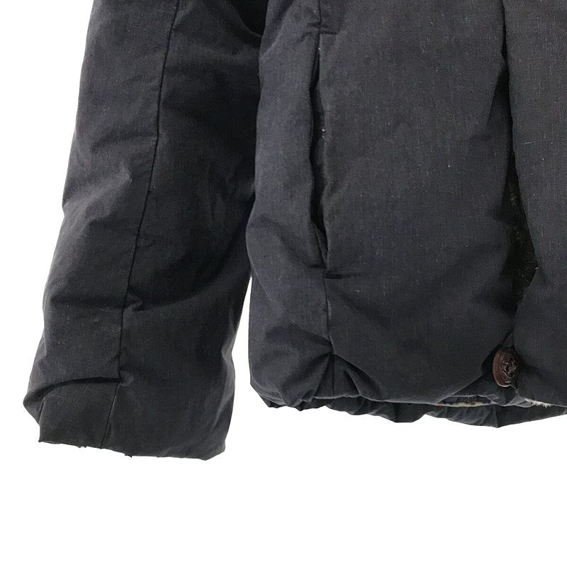 45r / フォーティファイブアール ラビットファー付き 更紗柄 ショールカラー インディゴ ダウンジャケット