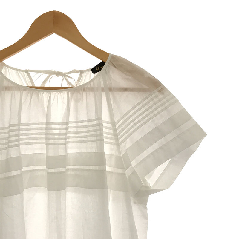 Drawer / ドゥロワー コットンピンタックショートスリーブブラウス