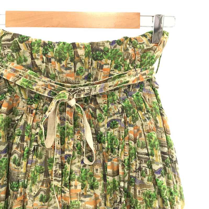 beautiful people / ビューティフルピープル 総柄プリント ベルト付き ギャザースカート