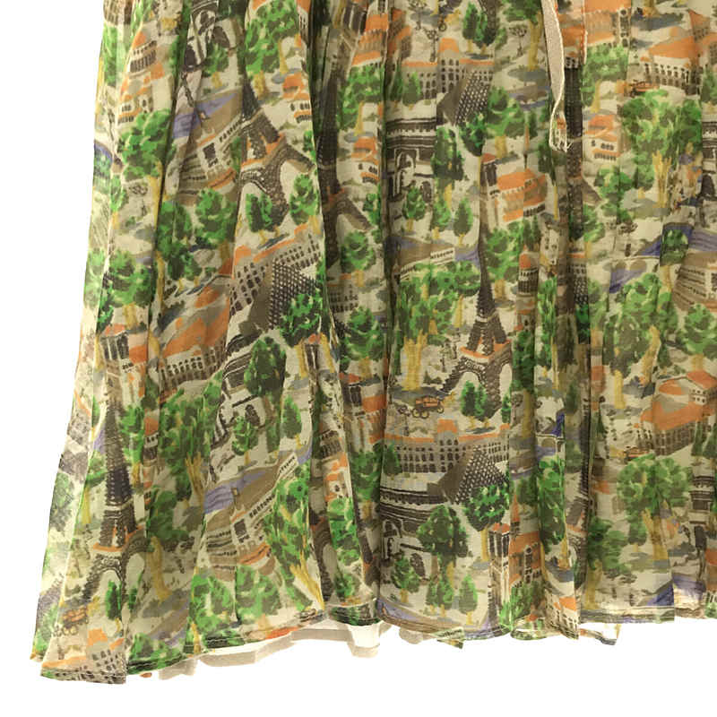 beautiful people / ビューティフルピープル 総柄プリント ベルト付き ギャザースカート