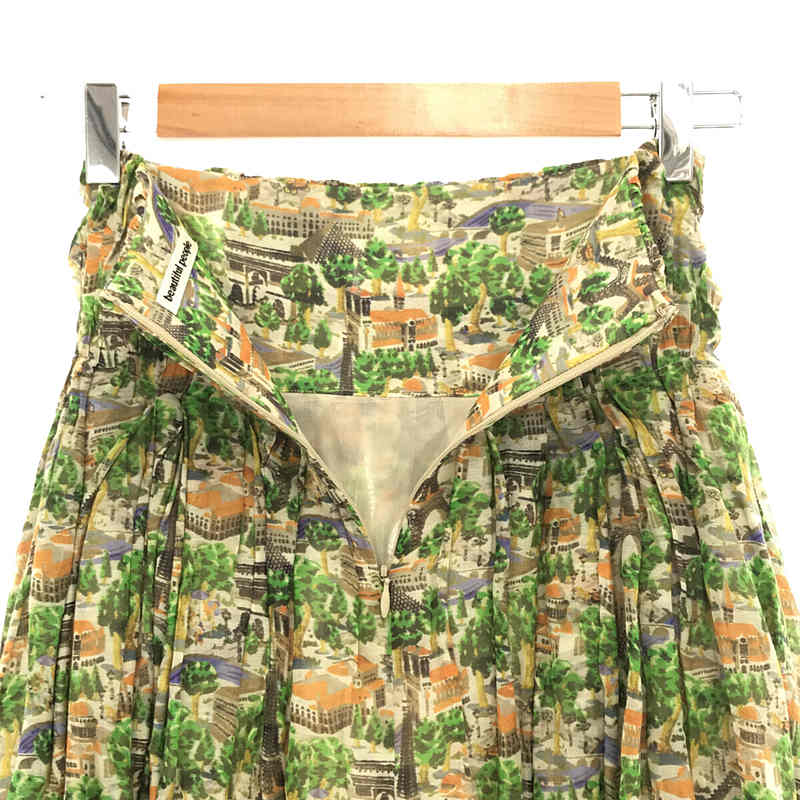 beautiful people / ビューティフルピープル 総柄プリント ベルト付き ギャザースカート