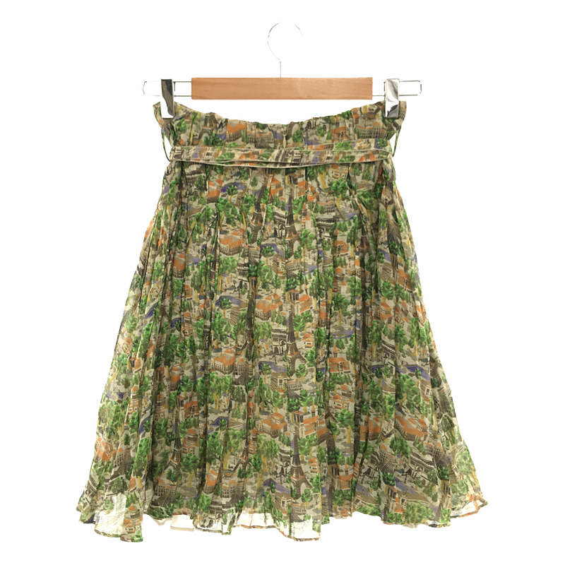 beautiful people / ビューティフルピープル 総柄プリント ベルト付き ギャザースカート