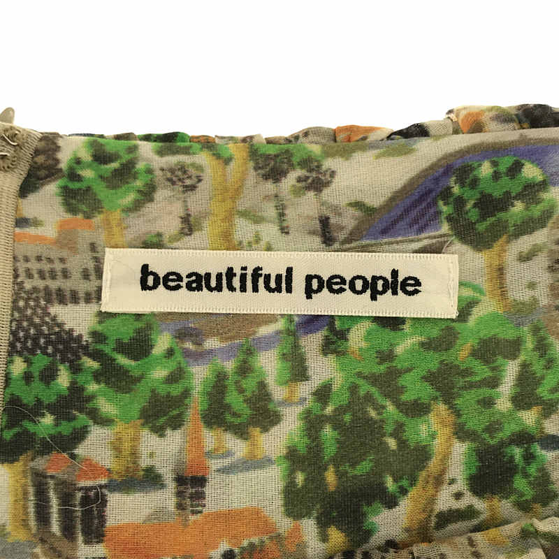 beautiful people / ビューティフルピープル 総柄プリント ベルト付き ギャザースカート