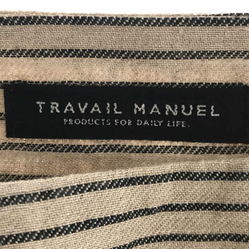 TRAVAIL MANUEL / トラバイユマニュアル リネン ボーダー ボートネック プルオーバー ロングスリーブ Tシャツ