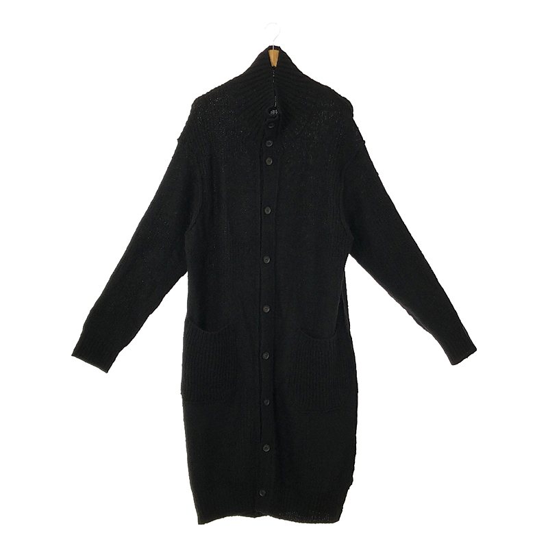 YOHJI YAMAMOTO POUR HOMME / ヨウジヤマモトプールオム 5G2P PARALLELED HALF CARDIGAN HIGH NECK LONG CD / ウール モヘヤ オーバー ニット カーディガン コート