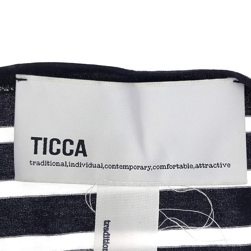 TICCA / ティッカ ボーダーツイストスリーブプルオーバー Tシャツ