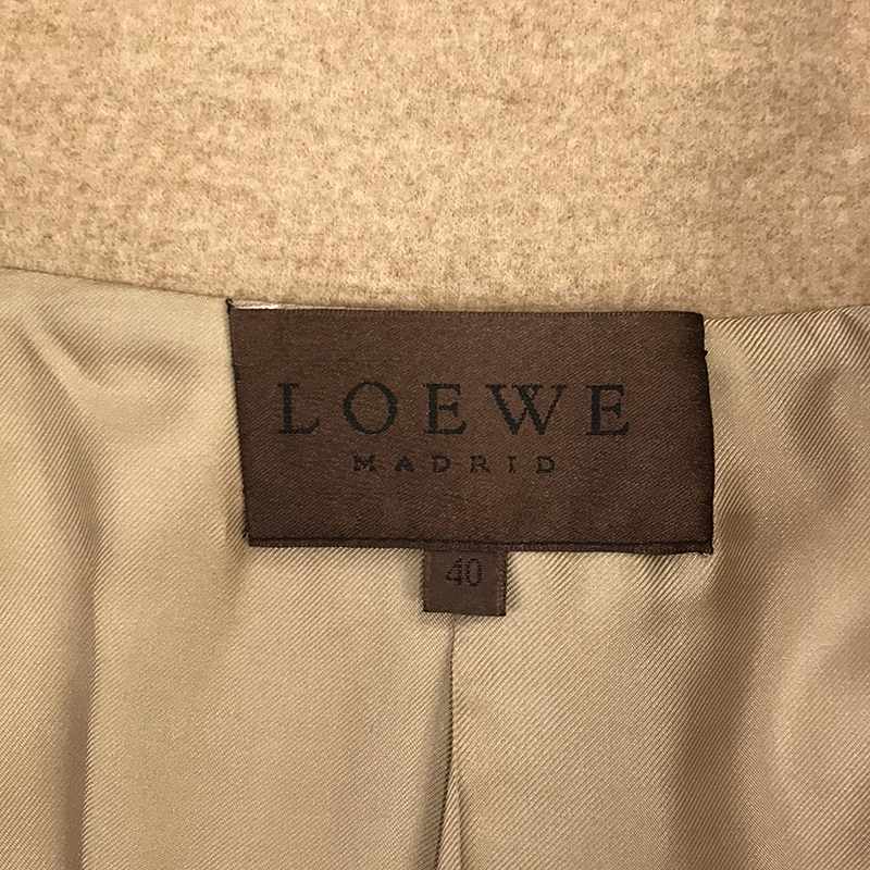 LOEWE / ロエベ ウール ミンクファー切替 裏地シルク ハイネック ダブル ロングコート