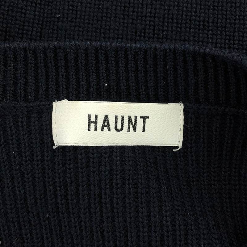 haunt / ハウント ウール ラグランスリーブ クルーネック リブニット