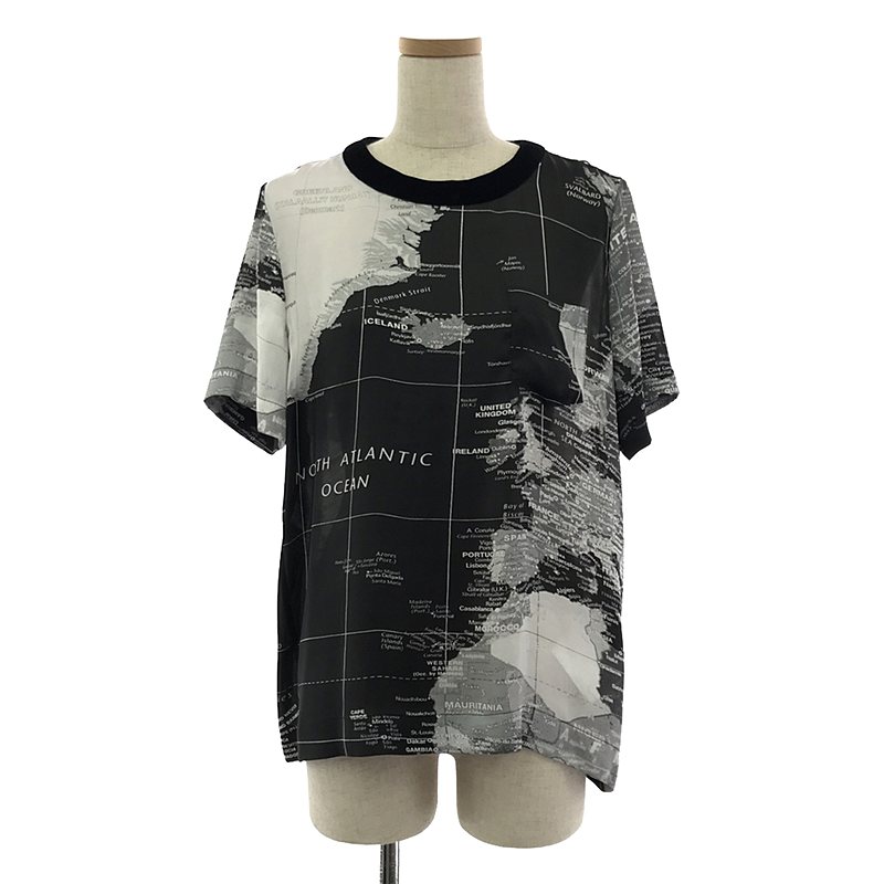 sacai / サカイ World Map Print Blouse  / 2セット 総柄 ワールドマップ  シアー キャミソール ＆ ブラウス