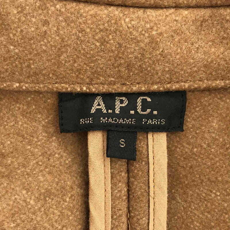 A.P.C. / アーペーセー UKRAINE製 レザーアジャスター付き ジップ/ボタン仕様 フライフロント ウール シングル ジャケット