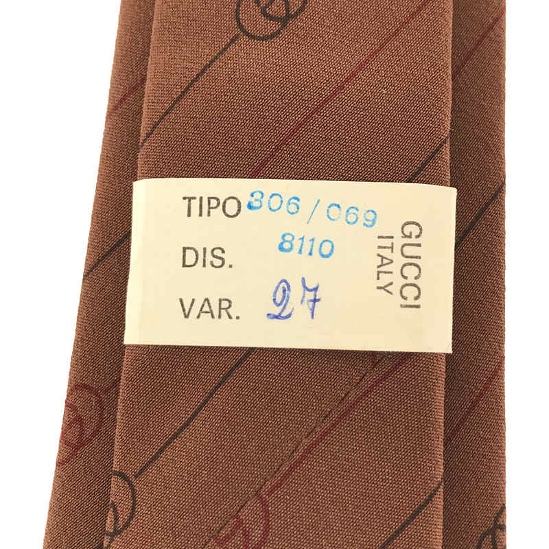 60s - 70s オールドグッチ ヴィンテージ シルク GGロゴ ストライプ ネクタイ 箱付きGUCCI / グッチ