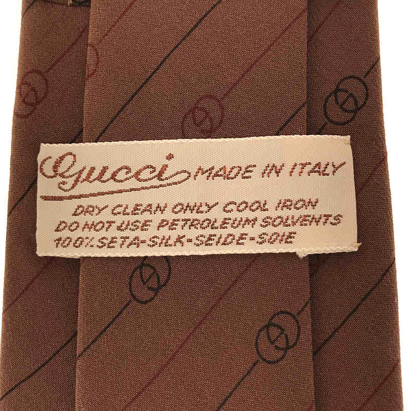 GUCCI / グッチ 60s - 70s オールドグッチ ヴィンテージ シルク GGロゴ ストライプ ネクタイ 箱付き