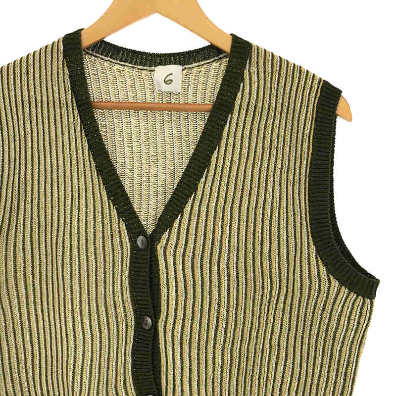 COTTON STRIPE VEST コットン ストライプ ニット ベスト6(ROKU) / ロク