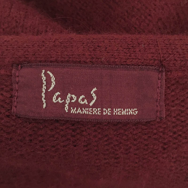 PAPAS / パパス レーヨン ウール アンゴラ カシミヤ ロゴ 刺繍 ニット ベスト