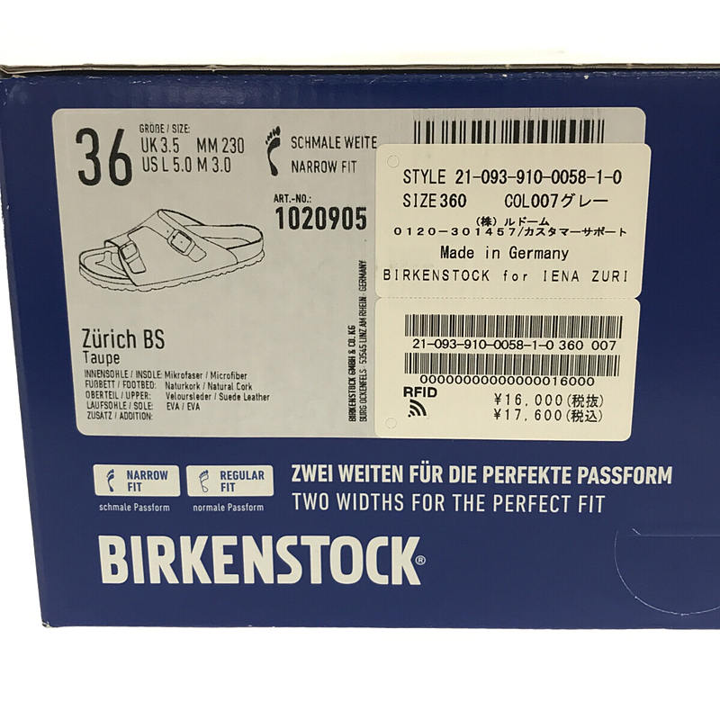 BIRKENSTOCK / ビルケンシュトック IENA 別注 ZURICH TAUPE チューリッヒ トープ サンダル 保存箱付き