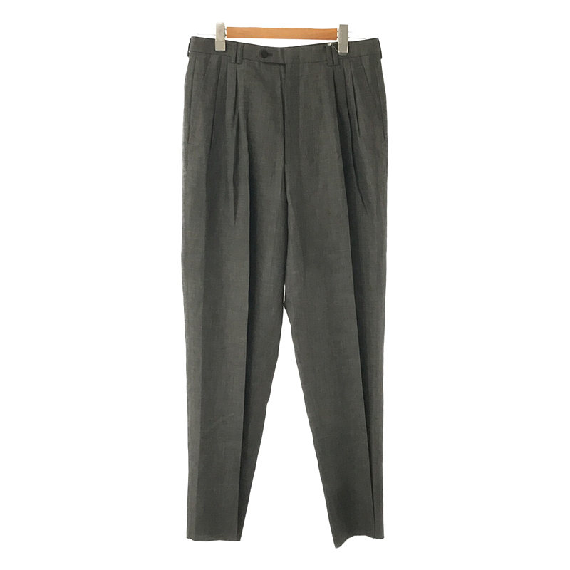 WOOL LINEN SILK 4 TUCK WIDE PANTS ウール リネン シルク 4タック ワイド パンツ