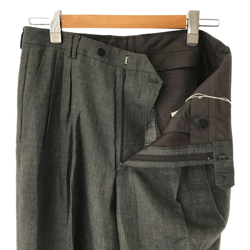 cale / カール WOOL LINEN SILK 4 TUCK WIDE PANTS ウール リネン シルク 4タック ワイド パンツ