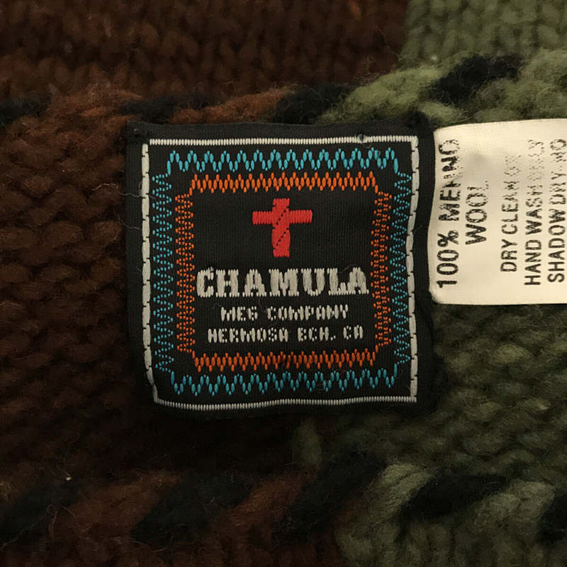 CHAMULA / チャムラ メリノウール ステッチワーク バイカラー ニット プルオーバー セーター