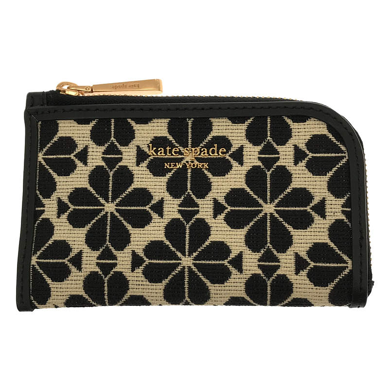 spade flower jacquard zip card case フラワー ジャガード L字ファスナー コインケース 小銭入れ カード ポーチ 箱有