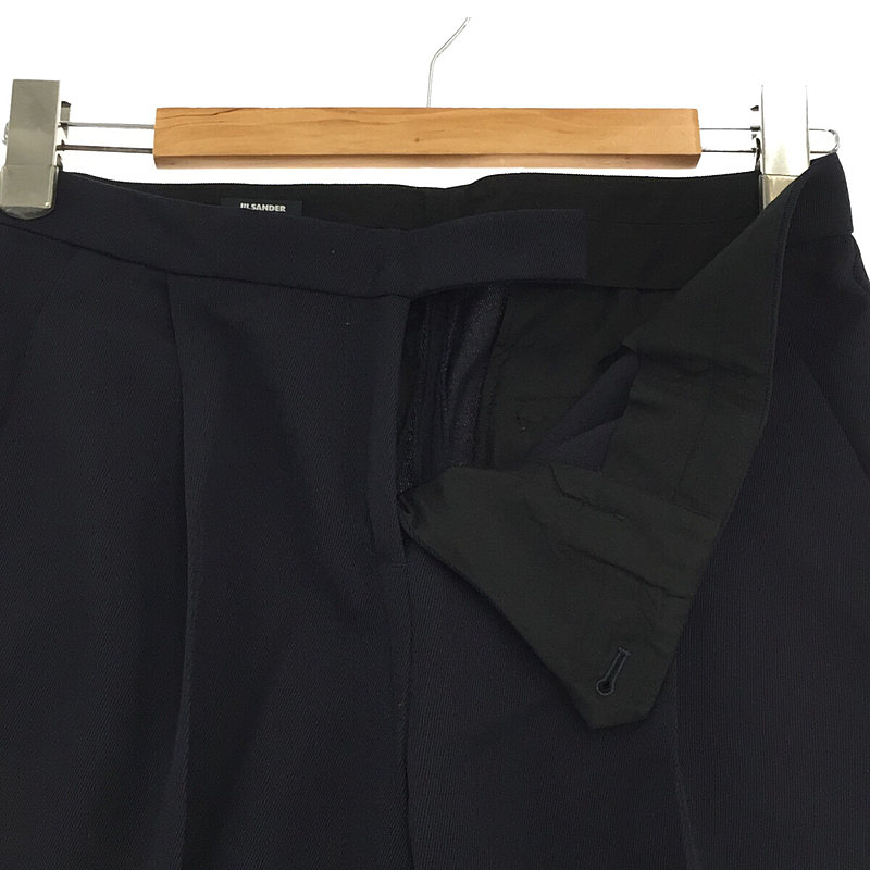 JIL SANDER NAVY / ジルサンダーネイビー イタリア製 ウール タック入り 裾スリット スラックス パンツ