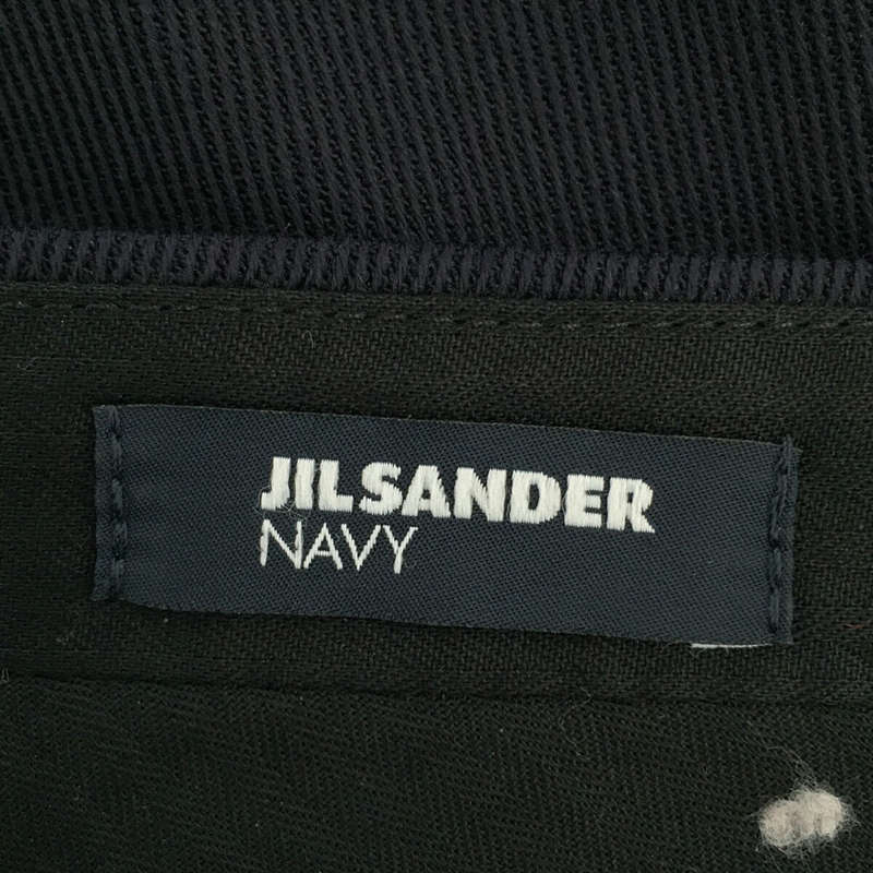 JIL SANDER NAVY / ジルサンダーネイビー イタリア製 ウール タック入り 裾スリット スラックス パンツ