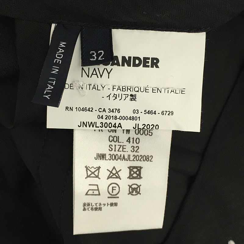JIL SANDER NAVY / ジルサンダーネイビー イタリア製 ウール タック入り 裾スリット スラックス パンツ