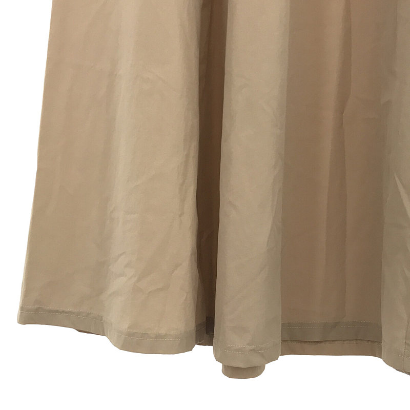 その他 胸ポケット ナイロン 5分袖フレア ロングワンピース