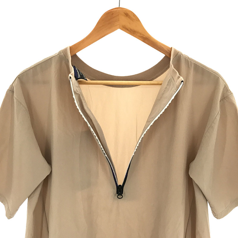 その他 胸ポケット ナイロン 5分袖フレア ロングワンピース