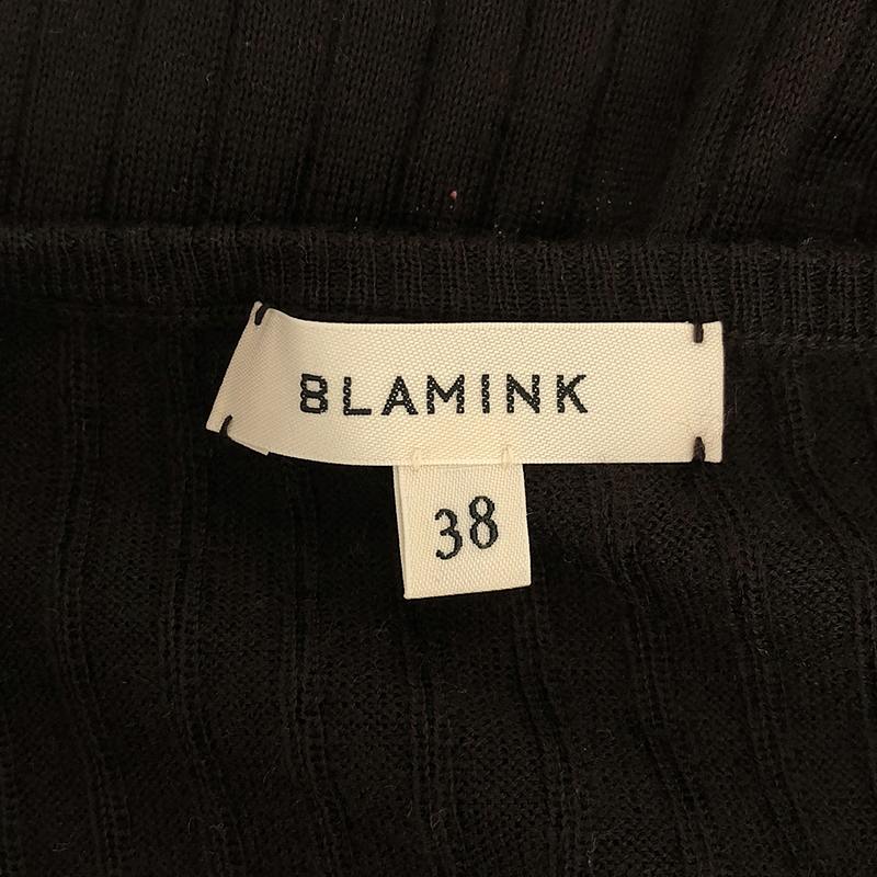 BLAMINK / ブラミンク シルク混 カシミヤ クルーネック リブニット プルオーバー