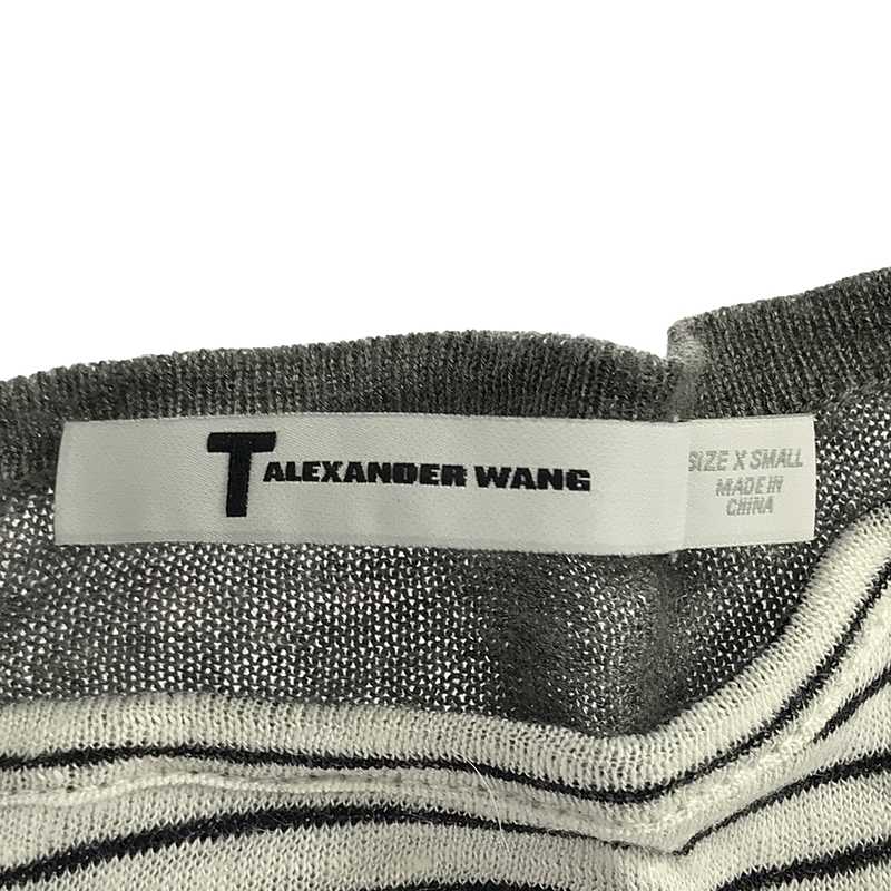 T by Alexander Wang / ティーバイアレキサンダーワン リネン ウール シルク混 フロントボーダー ニット Tシャツ