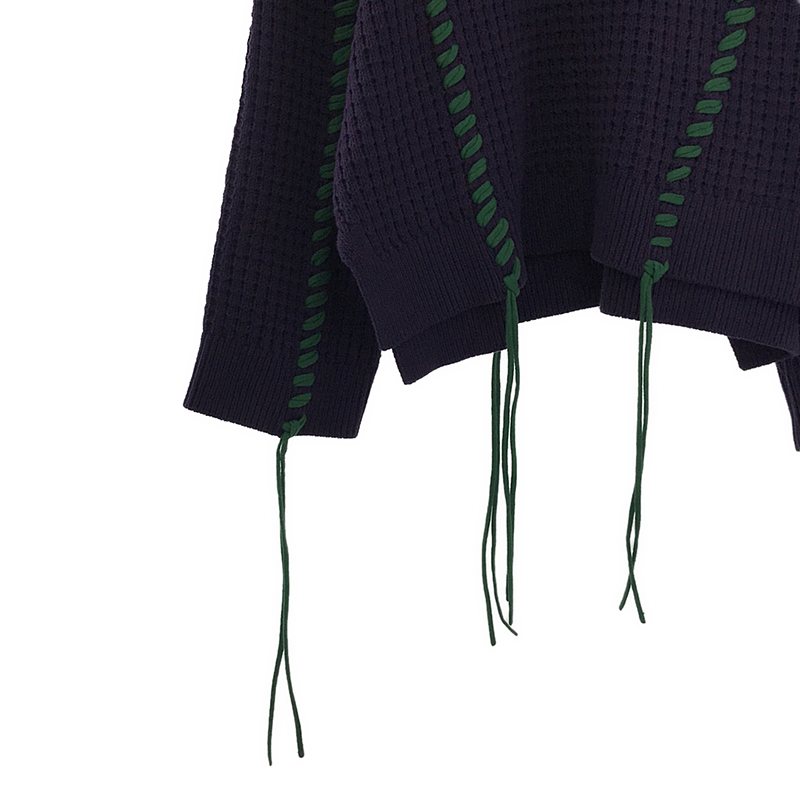 Maison Special / メゾンスペシャル 鬼ワッフルクレイジーステッチクルーネックニットプルオーバー