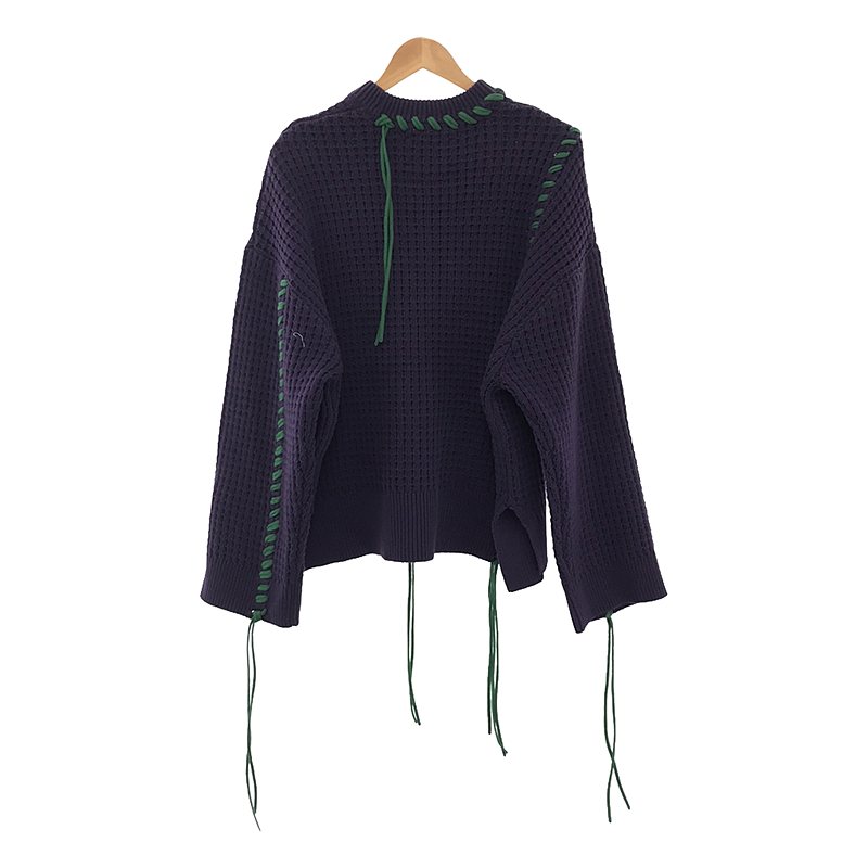 Maison Special / メゾンスペシャル 鬼ワッフルクレイジーステッチクルーネックニットプルオーバー