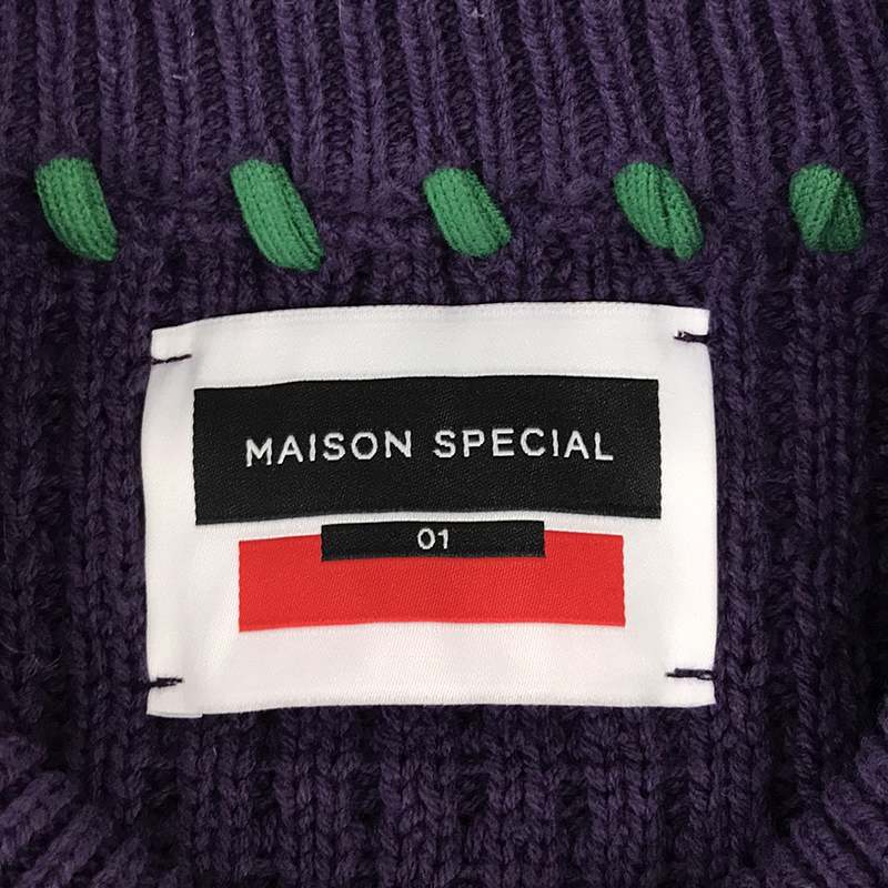 Maison Special / メゾンスペシャル 鬼ワッフルクレイジーステッチクルーネックニットプルオーバー