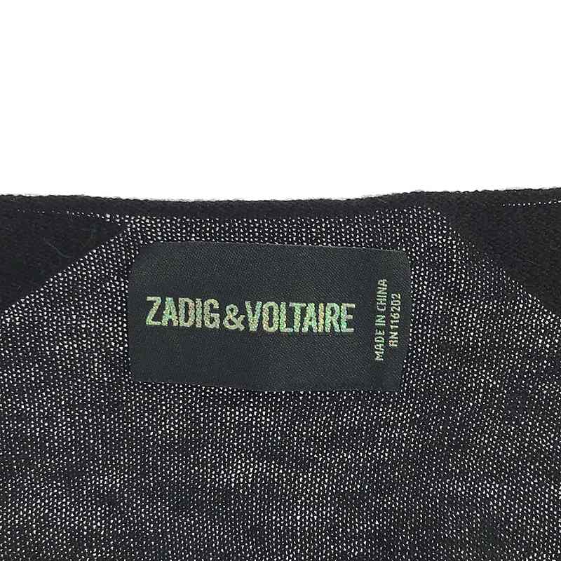 ZADIG&VOLTAIRE / ザディグエヴォルテール ウール カシミヤ ショルダーパッチ Vネックニット