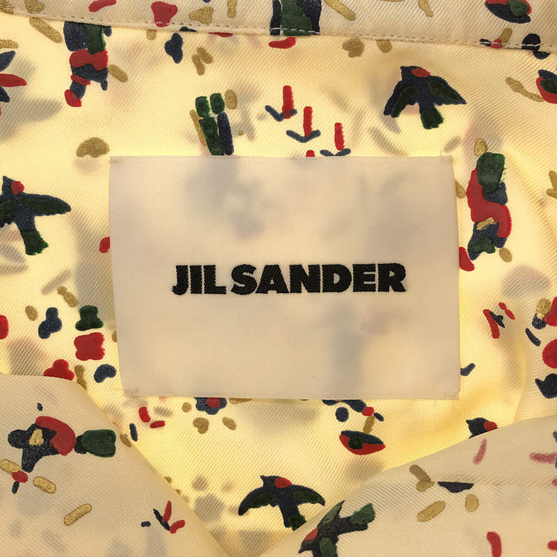 JIL SANDER / ジルサンダー silk 100% シルク 総柄 フライフロント レギュラーカラーシャツ