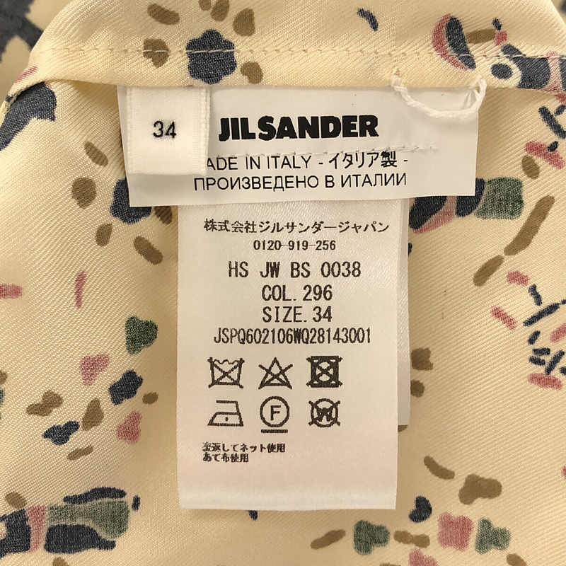 JIL SANDER / ジルサンダー silk 100% シルク 総柄 フライフロント レギュラーカラーシャツ