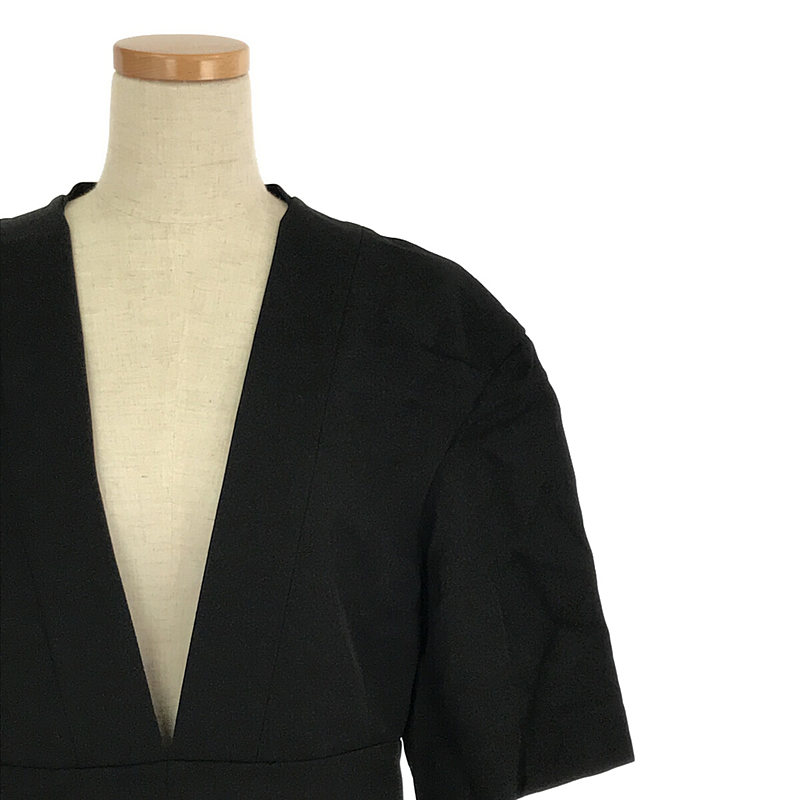 JIL SANDER / ジルサンダー DRESS WITH PLUNGING V-NECK / レーヨン リネン スリット ロング ドレスワンピース