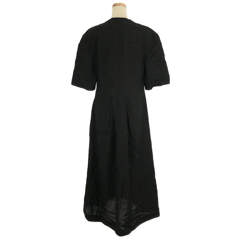 JIL SANDER / ジルサンダー DRESS WITH PLUNGING V-NECK / レーヨン リネン スリット ロング ドレスワンピース