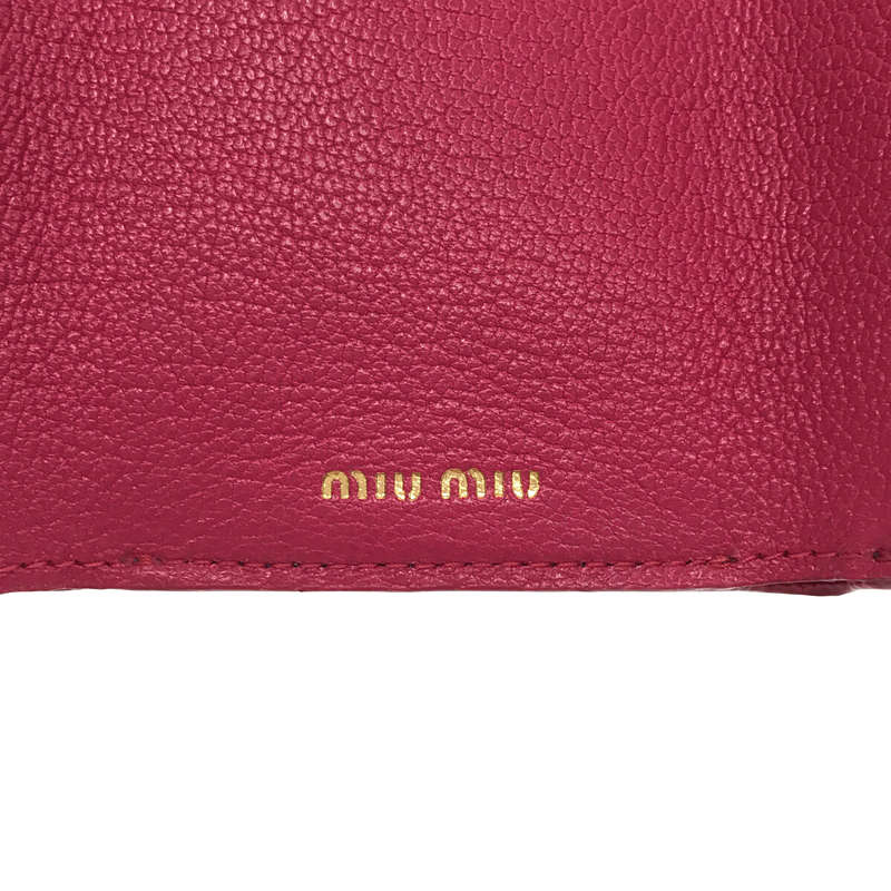 miu miu / ミュウミュウ MADRAS LOVE HEART MINI WALLET / マドラス コンパクト レザー ミニウォレット 折りたたみ財布