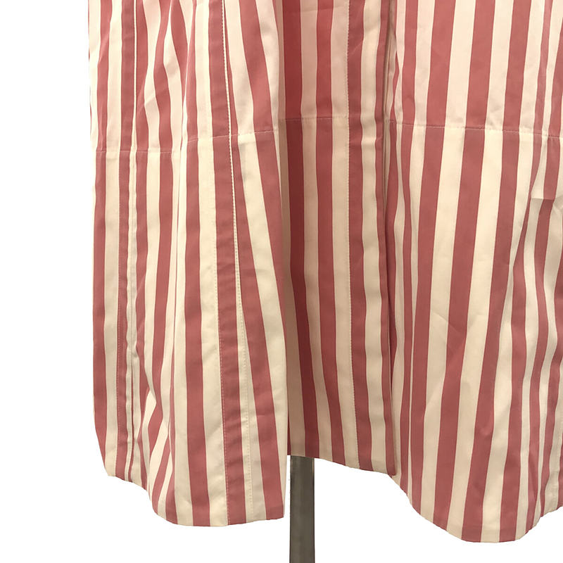 JIL SANDER / ジルサンダー コットン ストライプ バックギャザー バンドカラー ロング シャツワンピース