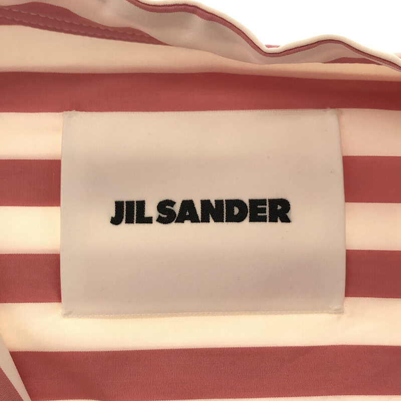 JIL SANDER / ジルサンダー コットン ストライプ バックギャザー バンドカラー ロング シャツワンピース